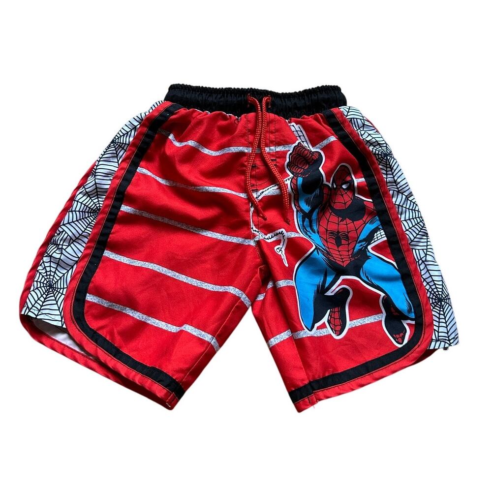 Marvel Comics Spiderman Toddler Boys Swim Shorts Trunks Red and White Size 5T